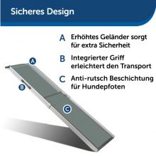 PetSafe Happy Ride Teleskop-Hunderampe XL 119 bis 221 x 51 x 10 cm