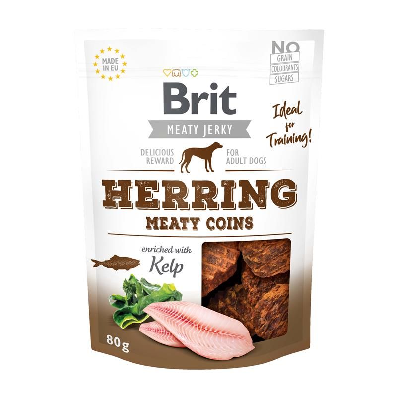 Brit Dog Snack Meaty Jerky Herring Coins 80g