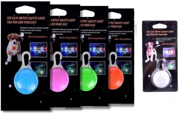Sicherheits Clip-On LED Blinklicht für Hunde mit Schlüsselanhänger