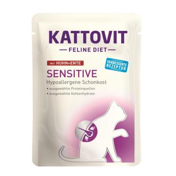 Kattovit PB Feline Diet Sensitive Huhn & Ente 85g (Menge: 24 je Bestelleinheit) Kattovit PB Feline Diet Sensitive Huhn & Ente 85g (Menge: 24 je Bestelleinheit)