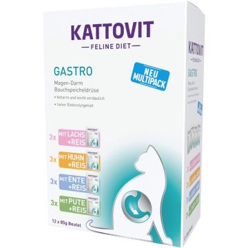 Kattovit PB Feline Diet Gastro Multipack 12x85g (Menge: 5 je Bestelleinheit) Kattovit PB Feline Diet Gastro Multipack 12x85g (Menge: 5 je Bestelleinheit)