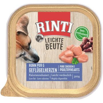 Rinti Schale Leichte Beute Huhn Pur & Geflügelherzen 300 g (Menge: 9 je Bestelleinheit) Rinti Schale Leichte Beute Huhn Pur & Geflügelherzen 300 g (Menge: 9 je Bestelleinheit)