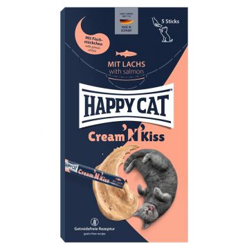 Happy Cat Cream &acute;N&acute; Kiss Snack mit Lachs 80g