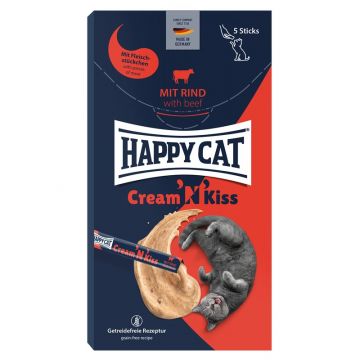 Happy Cat Cream &acute;N&acute; Kiss Snack mit Rind 80g