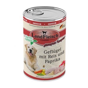 Landfleisch Classic Senior Geflügel mit Reis, Paprika & Gartengemüse 400 g (Menge: 6 je Bestelleinheit) Landfleisch Classic Senior Geflügel mit Reis, Paprika & Gartengemüse 400 g (Menge: 6 je Bestelleinheit)