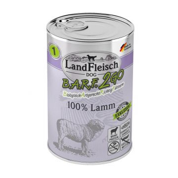LandFleisch B.A.R.F.2GO Exklusiv 100% vom Lamm 400g (Menge: 6 je Bestelleinheit) LandFleisch B.A.R.F.2GO Exklusiv 100% vom Lamm 400g (Menge: 6 je Bestelleinheit)