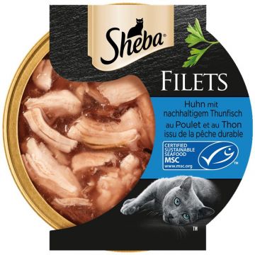 Sheba Schale Filets Huhn mit Thunfisch MSC 60g (Menge: 16 je Bestelleinheit) Sheba Schale Filets Huhn mit Thunfisch MSC 60g (Menge: 16 je Bestelleinheit)
