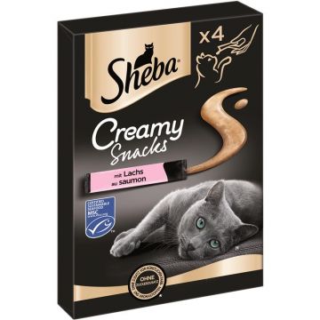 Sheba Creamy Snacks mit Lachs 4x12g (Menge: 11 je Bestelleinheit) Sheba Creamy Snacks mit Lachs 4x12g (Menge: 11 je Bestelleinheit)