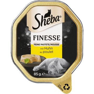 Sheba Schale Finesse Pastete/Mousse mit Huhn 85g (Menge: 22 je Bestelleinheit) Sheba Schale Finesse Pastete/Mousse mit Huhn 85g (Menge: 22 je Bestelleinheit)