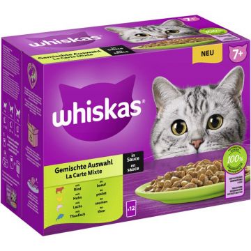 Whiskas Portionsbeutel Multipack 7+ Gemischte Auswahl in Sauce 12 x 85g (Menge: 4 je Bestelleinheit) Whiskas Portionsbeutel Multipack 7+ Gemischte Auswahl in Sauce 12 x 85g (Menge: 4 je Bestelleinheit)