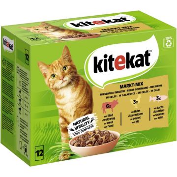 Kitekat Portionsbeutel Multipack Markt-Mix in Gelee 12x85g (Menge: 4 je Bestelleinheit) Kitekat Portionsbeutel Multipack Markt-Mix in Gelee 12x85g (Menge: 4 je Bestelleinheit)