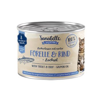 Sanabelle Nassfutter mit Forelle & Rind 195 g (Menge: 6 je Bestelleinheit) Sanabelle Nassfutter mit Forelle & Rind 195 g (Menge: 6 je Bestelleinheit)