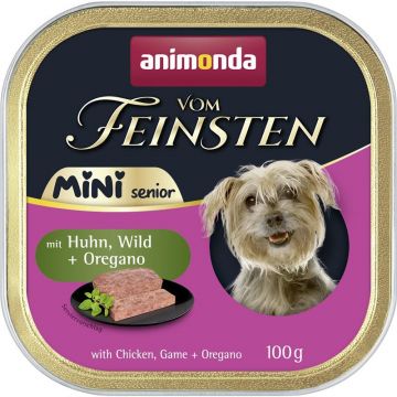 Animonda Dog vom Feinsten Mini Senior mit Huhn, Wild & Oregano 100g (Menge: 32 je Bestelleinheit) Animonda Dog vom Feinsten Mini Senior mit Huhn, Wild & Oregano 100g (Menge: 32 je Bestelleinheit)