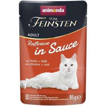 Animonda Vom Feinsten Raffinesse in Sauce Adult mit Huhn + Kalb 85 g (Menge: 24 je Bestelleinheit) Animonda Vom Feinsten Raffinesse in Sauce Adult mit Huhn + Kalb 85 g (Menge: 24 je Bestelleinheit)