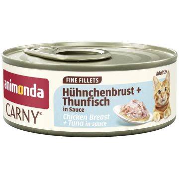 Animonda Cat Carny Fine Fillets Adult H&uuml;hnchenbrust & Thunfisch in Sauce 60g (Menge: 12 je Bestelleinheit)