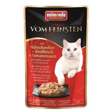 Animonda Cat vom Feinsten mit Hühnchenfilet & Rindfleisch in Tomatensauce 50g (Menge: 18 je Bestelleinheit) Animonda Cat vom Feinsten mit Hühnchenfilet & Rindfleisch in Tomatensauce 50g (Menge: 18 je Bestelleinheit)