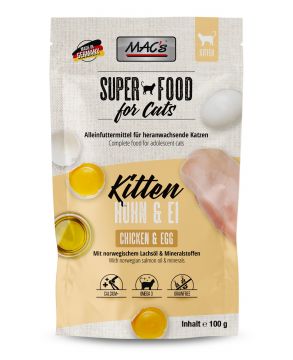 MACs Cat Pouch Kitten Huhn & Ei 100g (Menge: 12 je Bestelleinheit) MACs Cat Pouch Kitten Huhn & Ei 100g (Menge: 12 je Bestelleinheit)