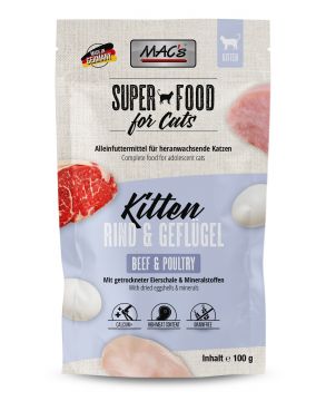 MACs Cat Pouch Kitten Rind & Geflügel 100g (Menge: 12 je Bestelleinheit) MACs Cat Pouch Kitten Rind & Geflügel 100g (Menge: 12 je Bestelleinheit)