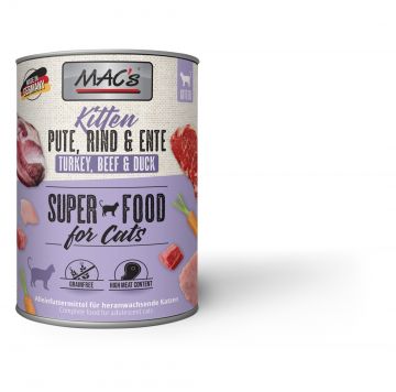 MACs Cat Kitten Pute, Rind & Ente 800g (Menge: 6 je Bestelleinheit) MACs Cat Kitten Pute, Rind & Ente 800g (Menge: 6 je Bestelleinheit)