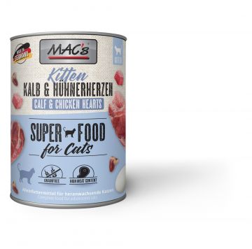 MACs Cat Kitten Kalb & Hühnerherzen 800g (Menge: 6 je Bestelleinheit) MACs Cat Kitten Kalb & Hühnerherzen 800g (Menge: 6 je Bestelleinheit)