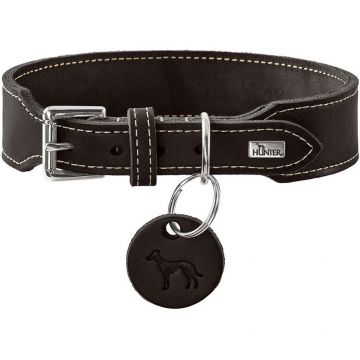 Hunter Halsband Aalborg Rindsleder schwarz extrabreit 45/S