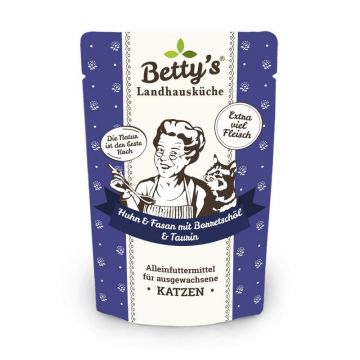 Bettys Landhausküche Katze FB Huhn & Fasan mit Borretschöl 100g (Menge: 12 je Bestelleinheit) Bettys Landhausküche Katze FB Huhn & Fasan mit Borretschöl 100g (Menge: 12 je Bestelleinheit)