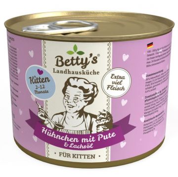 Bettys Landhausküche Katze Dose Kitten Hühnchen mit Pute 200g (Menge: 6 je Bestelleinheit) Bettys Landhausküche Katze Dose Kitten Hühnchen mit Pute 200g (Menge: 6 je Bestelleinheit)