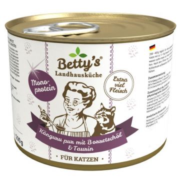 Bettys Landhausküche Katze Dose Känguru pur 200g (Menge: 6 je Bestelleinheit) Bettys Landhausküche Katze Dose Känguru pur 200g (Menge: 6 je Bestelleinheit)