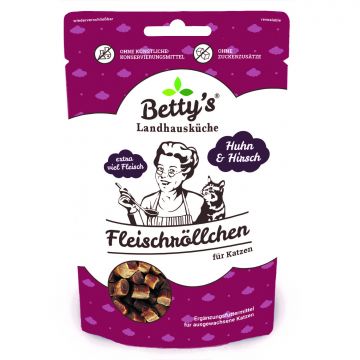 Bettys Landhausk&uuml;che Cat Snack Fleischr&ouml;llchen Huhn & Hirsch 50g