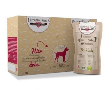 Herzenshund Bio Huhn mit Bio Gemüse 130g (Menge: 18 je Bestelleinheit)