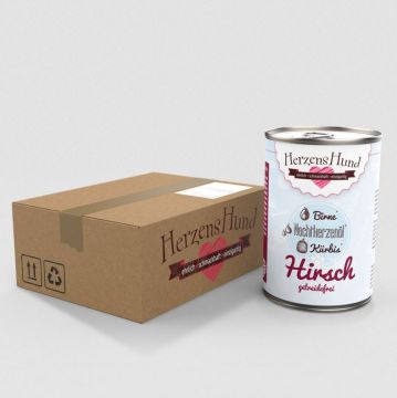 Herzenshund Hirsch mit Bio-Kürbis 400g (Menge: 12 je Bestelleinheit)