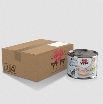 Katzenliebe Kitten Bio-Rind mit Bio-Karotte Dose 200g (Menge: 12 je Bestelleinheit) Katzenliebe Kitten Bio-Rind mit Bio-Karotte Dose 200g (Menge: 12 je Bestelleinheit)