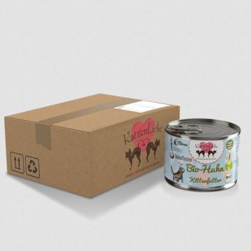 Katzenliebe Kitten Bio-Huhn mit Bio-Karotte Dose 200g (Menge: 12 je Bestelleinheit) Katzenliebe Kitten Bio-Huhn mit Bio-Karotte Dose 200g (Menge: 12 je Bestelleinheit)