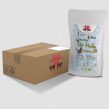 Katzenliebe Kitten Bio-Huhn mit Bio-Karotte PB 100g (Menge: 15 je Bestelleinheit) Katzenliebe Kitten Bio-Huhn mit Bio-Karotte PB 100g (Menge: 15 je Bestelleinheit)