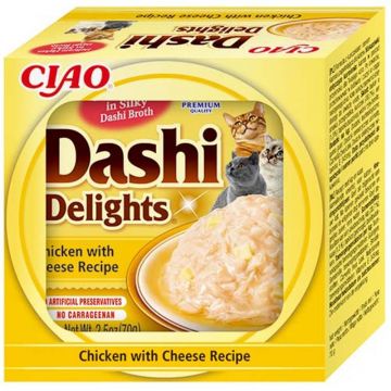 Inaba Cat Dashi Delights Chicken & Cheese 70g (Menge: 6 je Bestelleinheit) Inaba Cat Dashi Delights Chicken & Cheese 70g (Menge: 6 je Bestelleinheit)