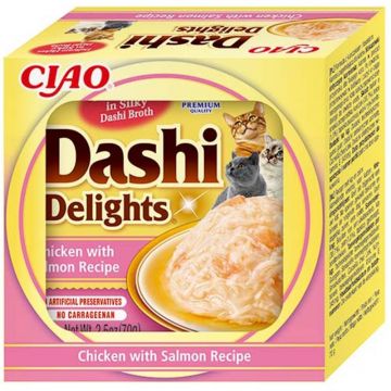 Inaba Cat Dashi Delights Chicken & Salmon 70g (Menge: 6 je Bestelleinheit) Inaba Cat Dashi Delights Chicken & Salmon 70g (Menge: 6 je Bestelleinheit)