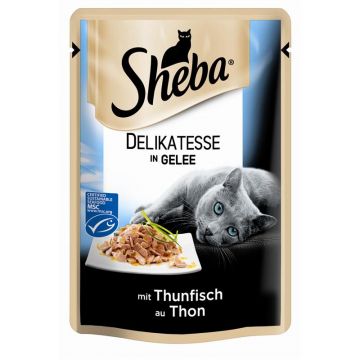Sheba Portionsbeutel Delicato mit Thunfisch in Gelee 85g (Menge: 28 je Bestelleinheit) Sheba Portionsbeutel Delicato mit Thunfisch in Gelee 85g (Menge: 28 je Bestelleinheit)