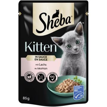 Sheba Portionsbeutel Kitten Lachs in Sauce 85g (Menge: 28 je Bestelleinheit) Sheba Portionsbeutel Kitten Lachs in Sauce 85g (Menge: 28 je Bestelleinheit)