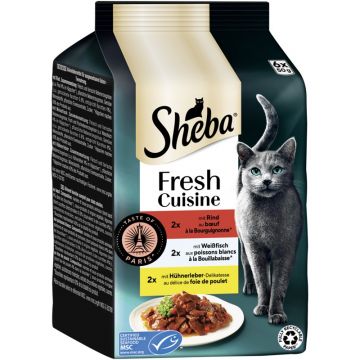 Sheba P.B. MP Fresh Cuisine Taste of Paris Rind, Weissfisch & Hühnerleber 6x50g (Menge: 6 je Bestelleinheit) Sheba P.B. MP Fresh Cuisine Taste of Paris Rind, Weissfisch & Hühnerleber 6x50g (Menge: 6 je Bestelleinheit)