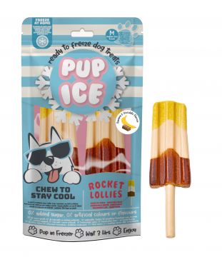 Pup Ice Dog Snack Rocket Lollies Banana & Chocolate "e;M"e; 1 x 2 Stück Pup Ice Dog Snack Rocket Lollies Banana & Chocolate "e;M"e; 1 x 2 Stück