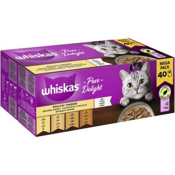 Whiskas Portionsbeutel Pure Delight Multipack Mega Pack 1+ Geflügel Ragout in Gelee 40 x 85g Whiskas Portionsbeutel Pure Delight Multipack Mega Pack 1+ Geflügel Ragout in Gelee 40 x 85g