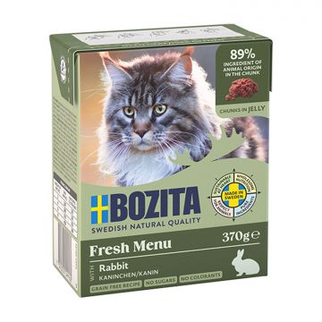 Bozita Häppchen in Gelee mit Kaninchen 370 g (Menge: 6 je Bestelleinheit) Bozita Häppchen in Gelee mit Kaninchen 370 g (Menge: 6 je Bestelleinheit)