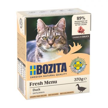 Bozita Häppchen in Sauce mit Ente 370 g (Menge: 6 je Bestelleinheit) Bozita Häppchen in Sauce mit Ente 370 g (Menge: 6 je Bestelleinheit)